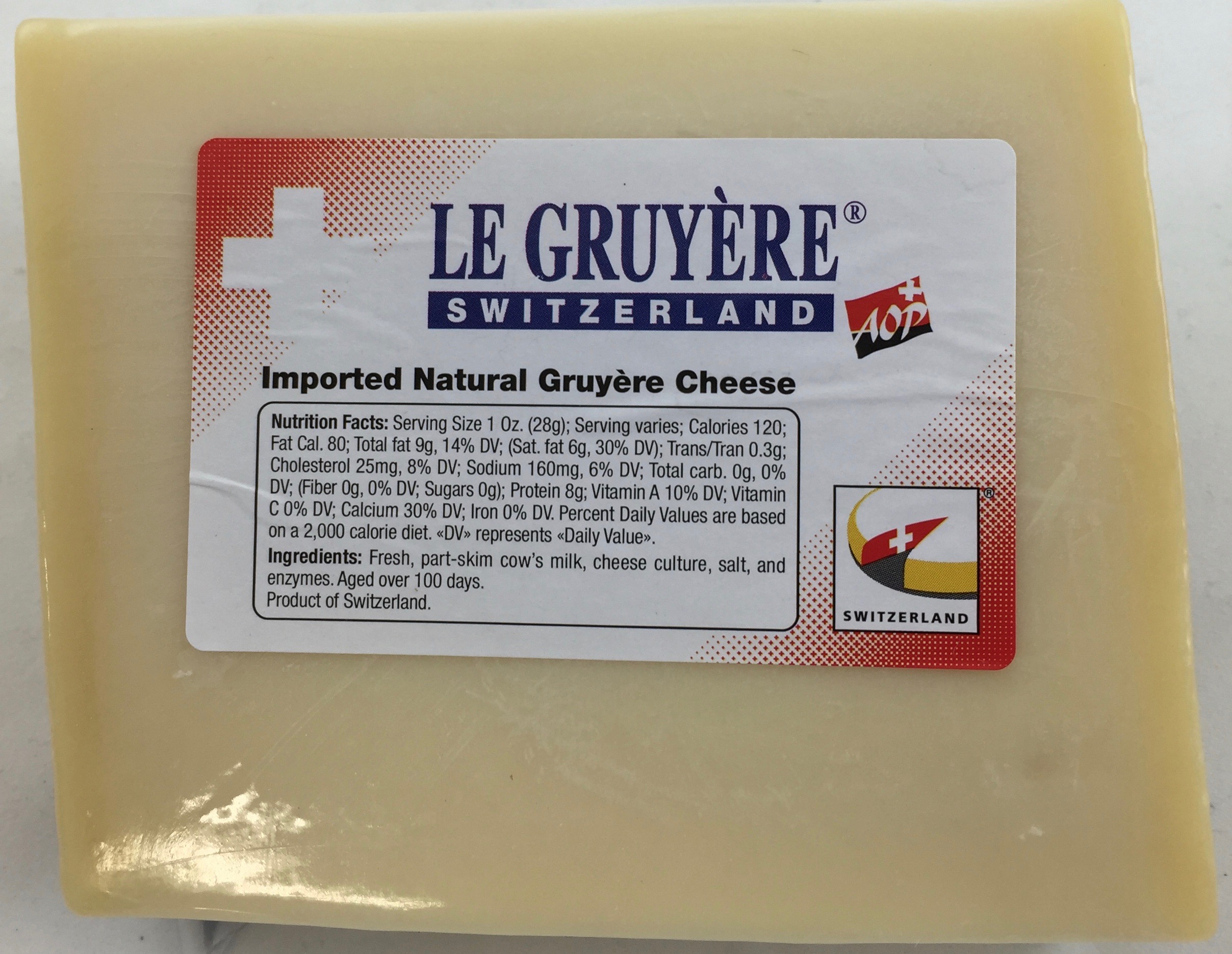 Le Gruyere Switzerland Imported Gruyere Cheese, según indicado La
